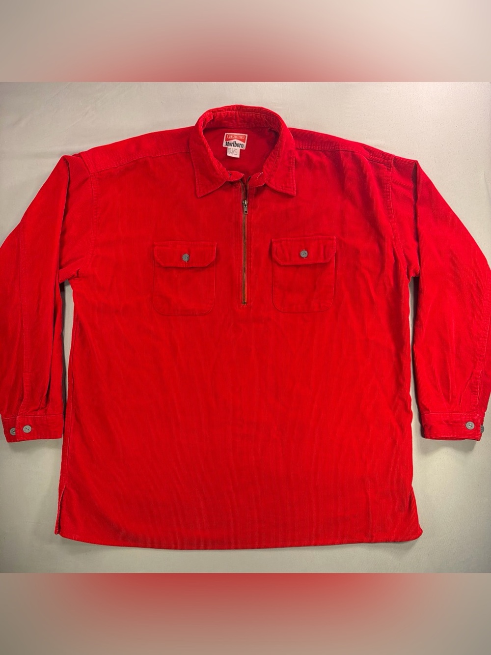 Marlboro Red Corduroy Half-Zip Shirt Jacket
